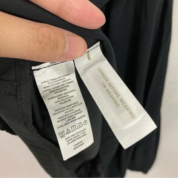 LOFT Black White Floral Embroidered Fit and Flare Belted Dress Size 8 - Picture 7 of 10